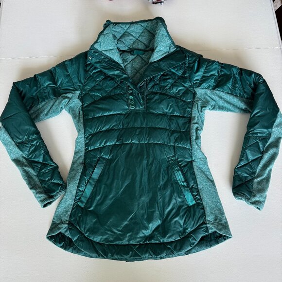 Lululemon Goose Down For a Run Quilted Puffer Pullover Forage Teal Size 6 Active - Picture 2 of 16